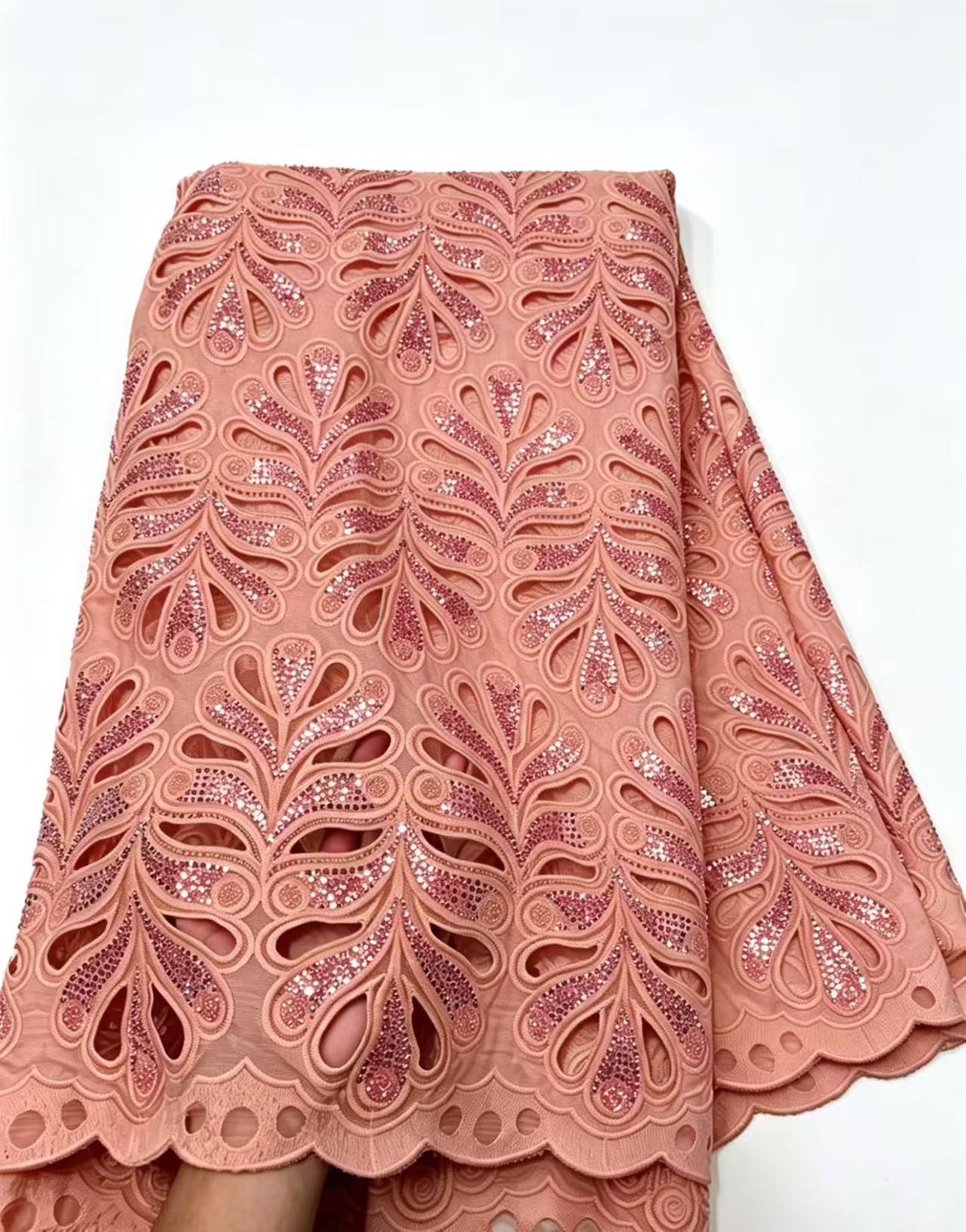 Glitter Tablecloth - Tissu en dentelle guipure brodée organza