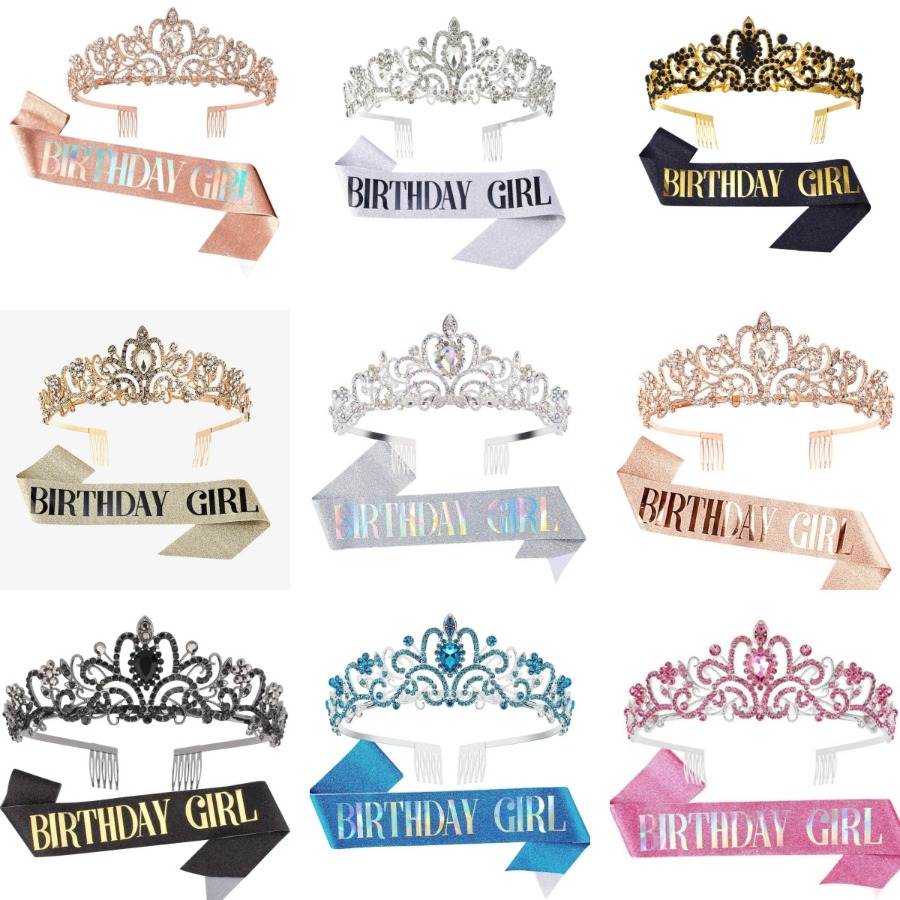 Birthday Sash Glitter - Ensemble de 2 couronnes en strass