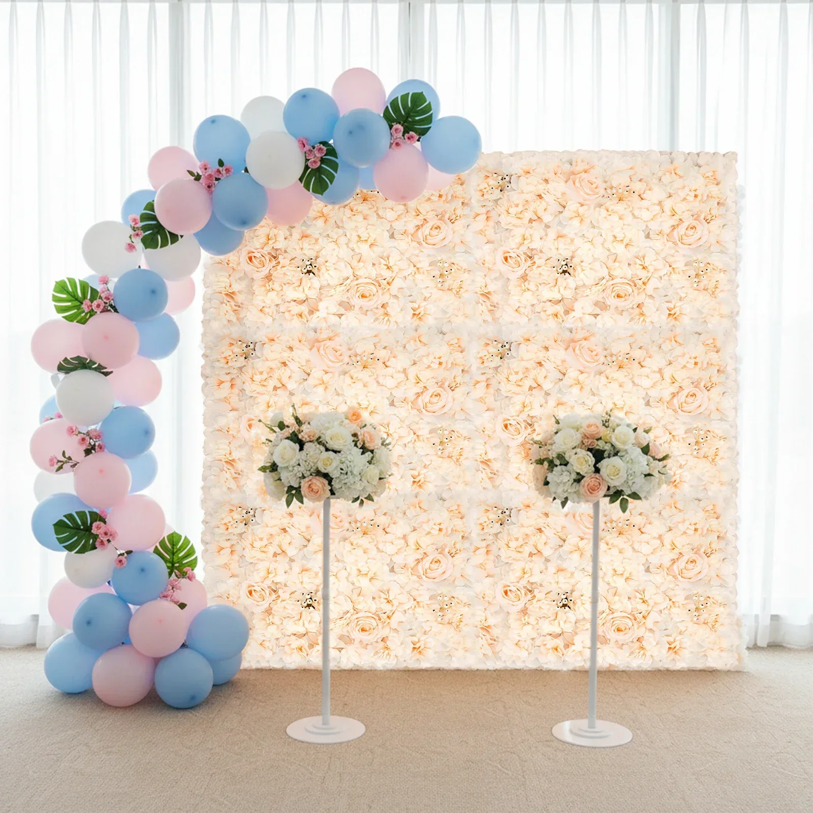 Flower Wall Panel - 6 panneaux muraux de fleurs artificielles
