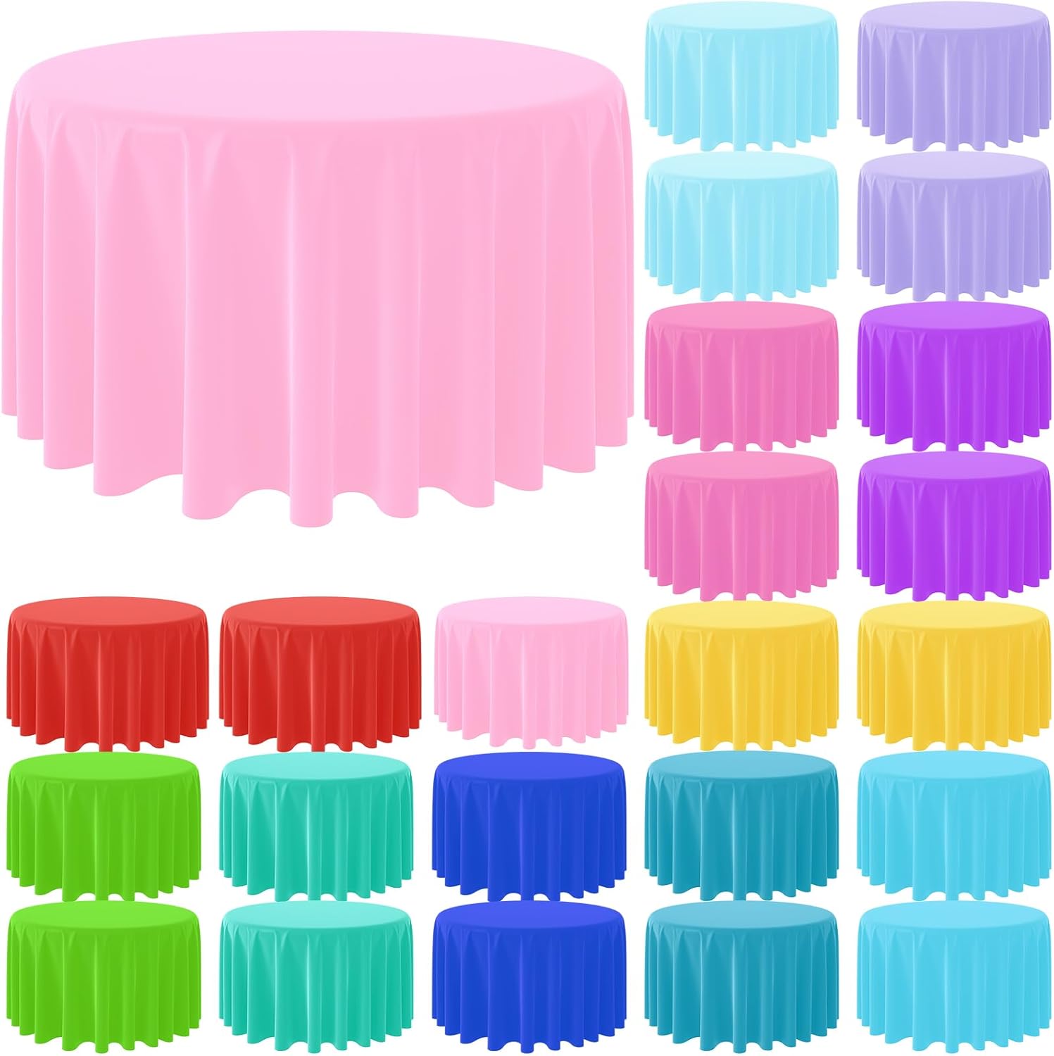 Table Cloth Disposable - Nappe ronde jetable de couleur unie,