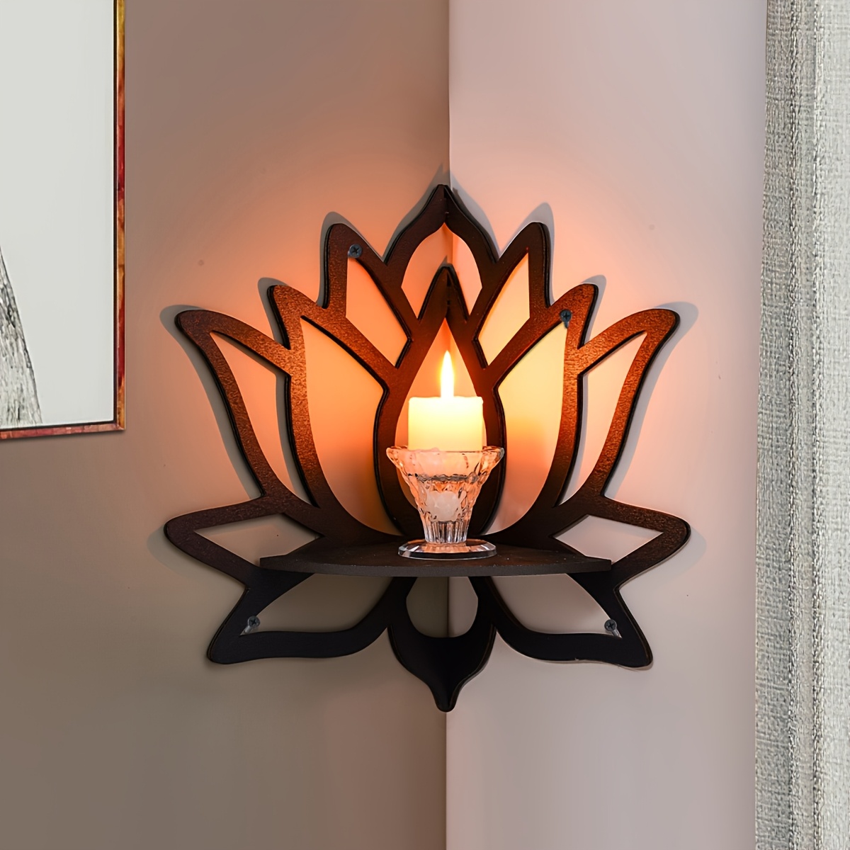 Flower Wall Panel - Étagère d'angle flottante Lotus Corner, étagère