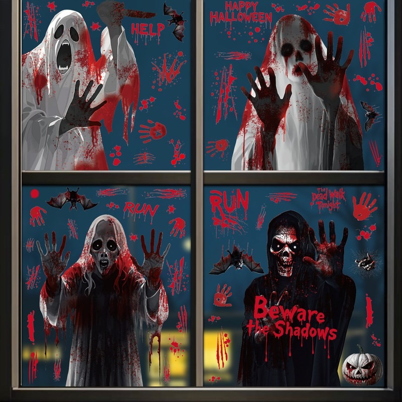 Party Event Supply Store - Autocollants statiques d'Halloween pour fenêtres :
