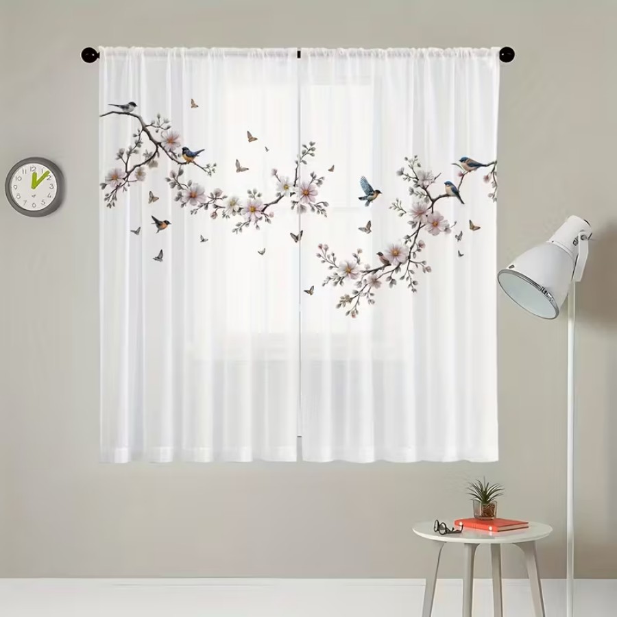 2 rideaux transparents à impre - Flower Wall Panel avis et prix